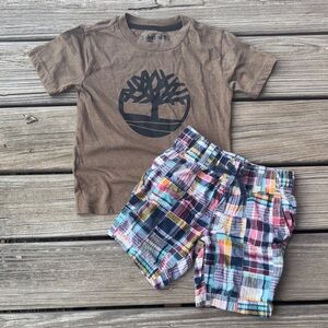 Size 4/5 Plaid Shorts & Timberland Shirt